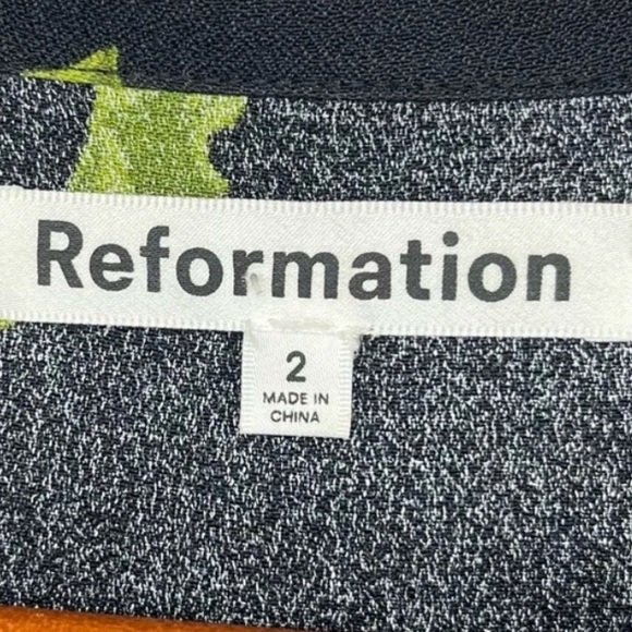Reformation Will Dress Night Bloom Floral Black Keyhole Peter Pan Collar Size 2 - Picture 8 of 10